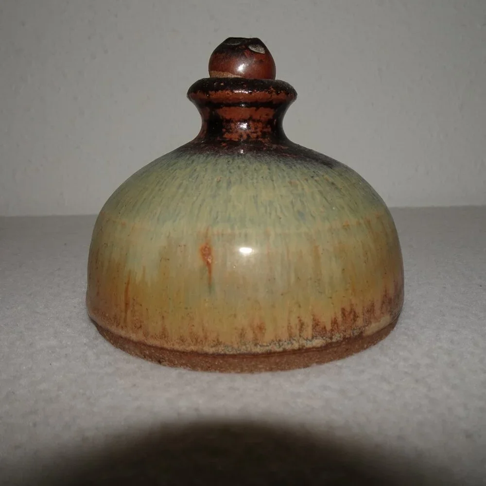 Handmade Art Pottery Oil Diffuser Summer Beach Glazed Colors Signed